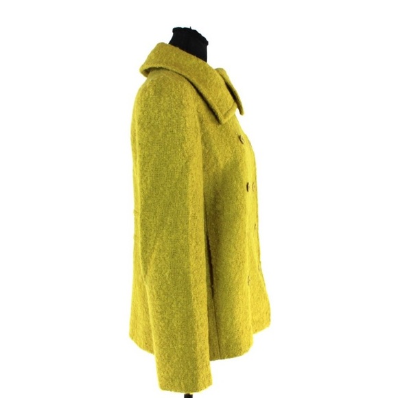 J. Crew Lucille Boucle Mohair Double Breasted Pea Coat Chartreuse - 2 - Picture 6 of 13